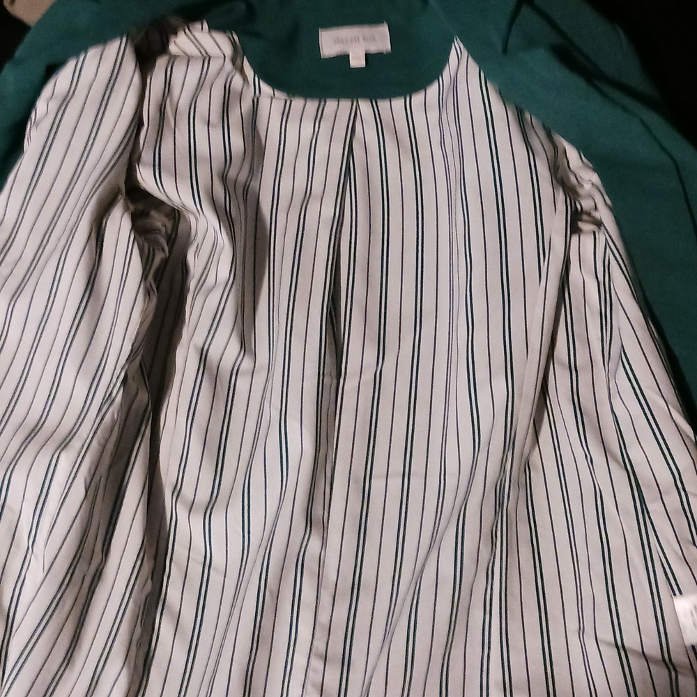 SKIES ARE BLUE Women's Palmer Blazer Jacket Green XS Open Front Pockets Lined - Picture 6 of 11